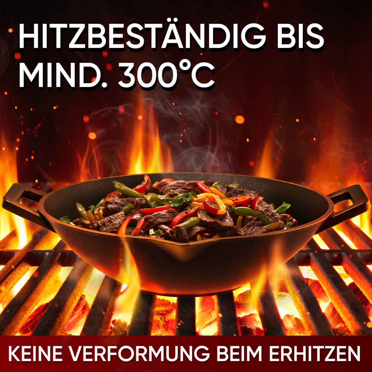 Gusskönig Gusseisen Wok Pfanne 35 cm