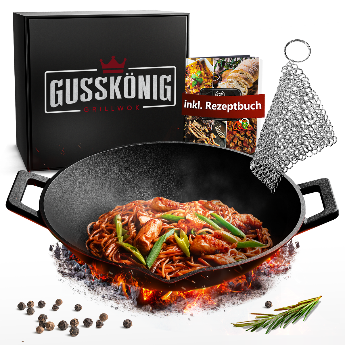 Gusskönig Gusseisen Wok Pfanne 35 cm