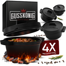 Dutch Oven Set Mini- 6x 300ml & 4x 300ml Gusseisen Mini Topf mit Deckel