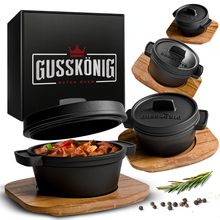 Dutch Oven Set Mini- 6x 300ml & 4x 300ml Gusseisen Mini Topf mit Deckel