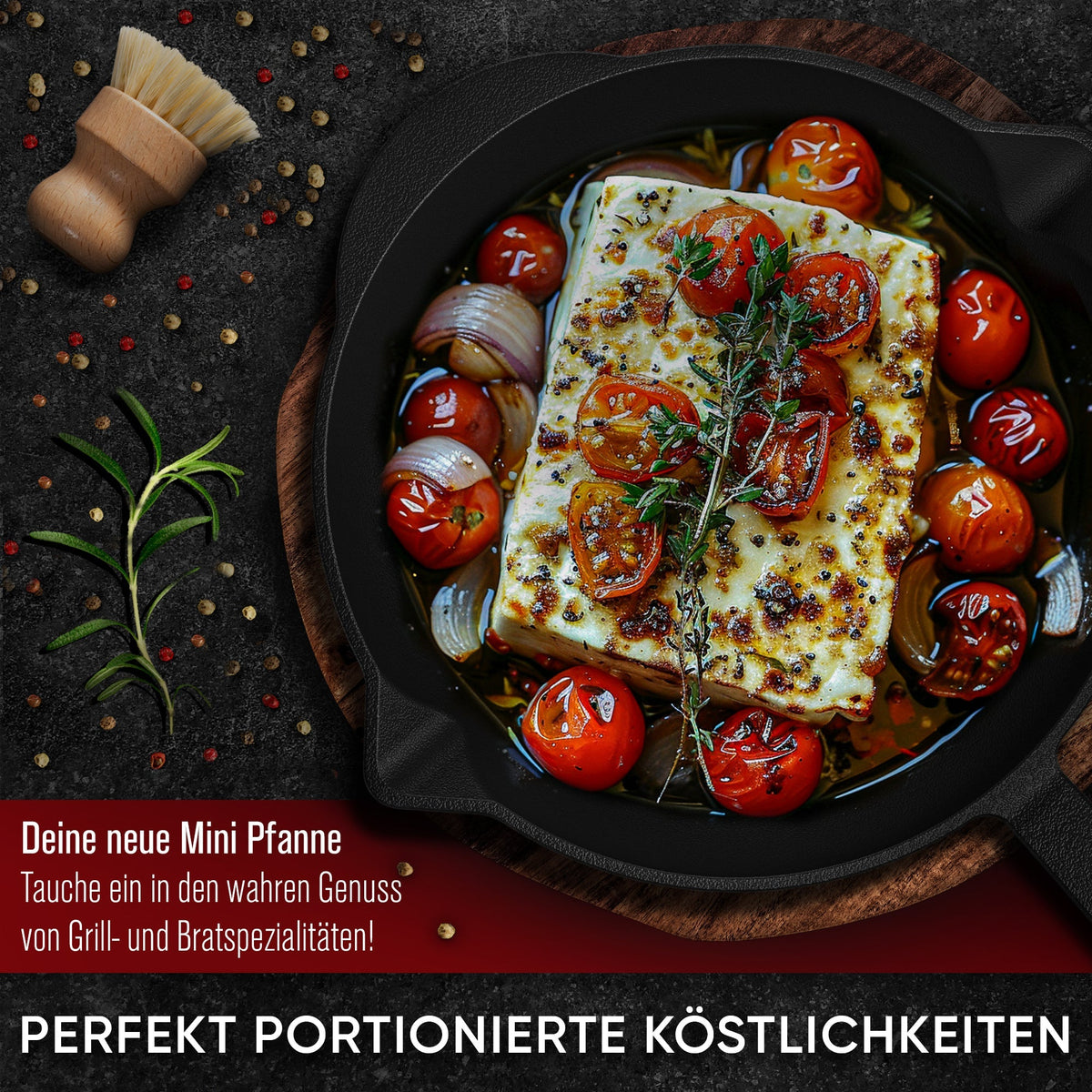 Gusseisen-Grillpfännchen für Grill (6er Set) – 6x Mini-Pfanne