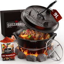 Rustikaler Dutch Oven mit Deckelheber und Untersetzer [5L, 7L, 9L, 12L]