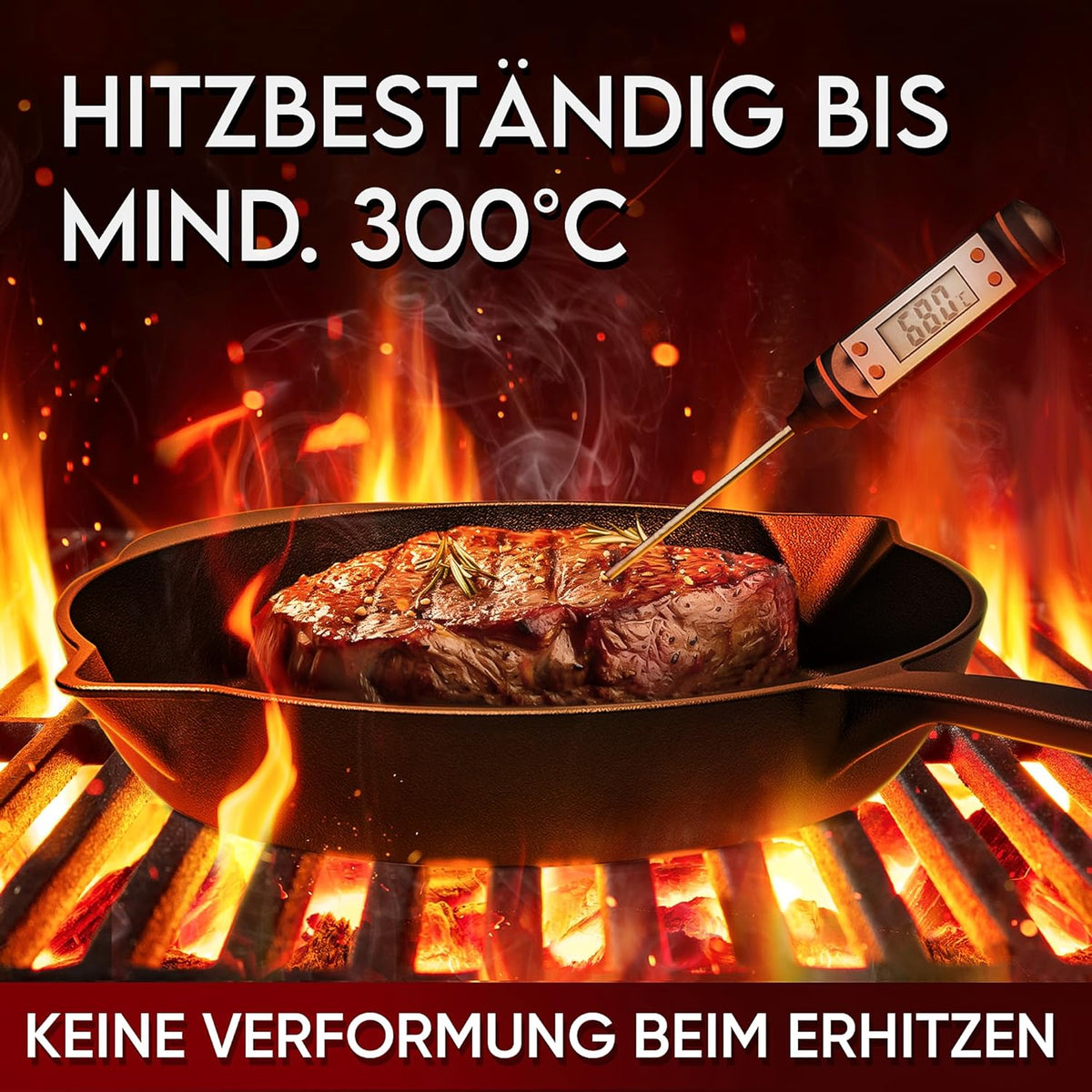 Bratpfanne mit Edelstahl Ringreiniger und Leder-Griffschutz [26cm,30cm]