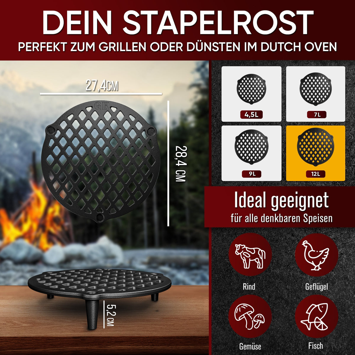 Gusseisen Stapelrost für Dutch Oven