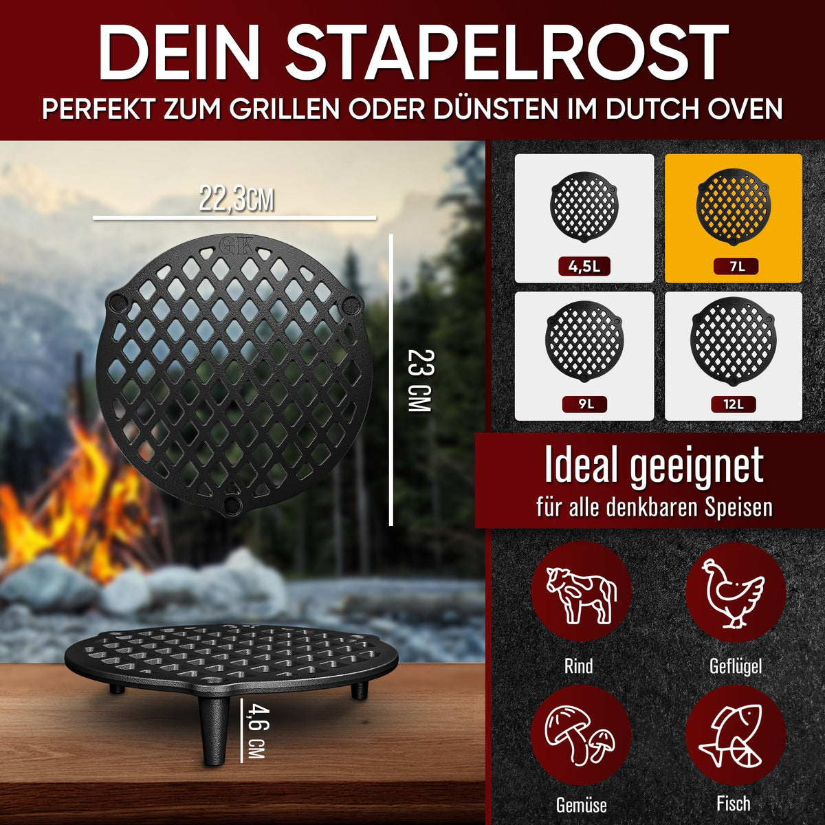 Gusseisen Stapelrost für Dutch Oven