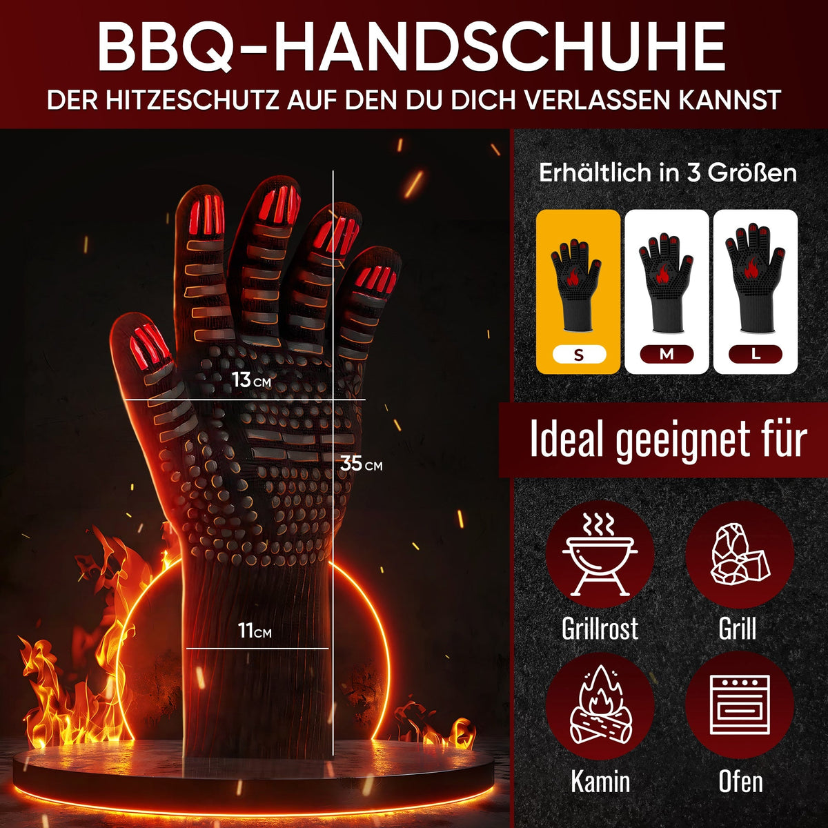 Grillhandschuhe hitzebeständig bis 800°C