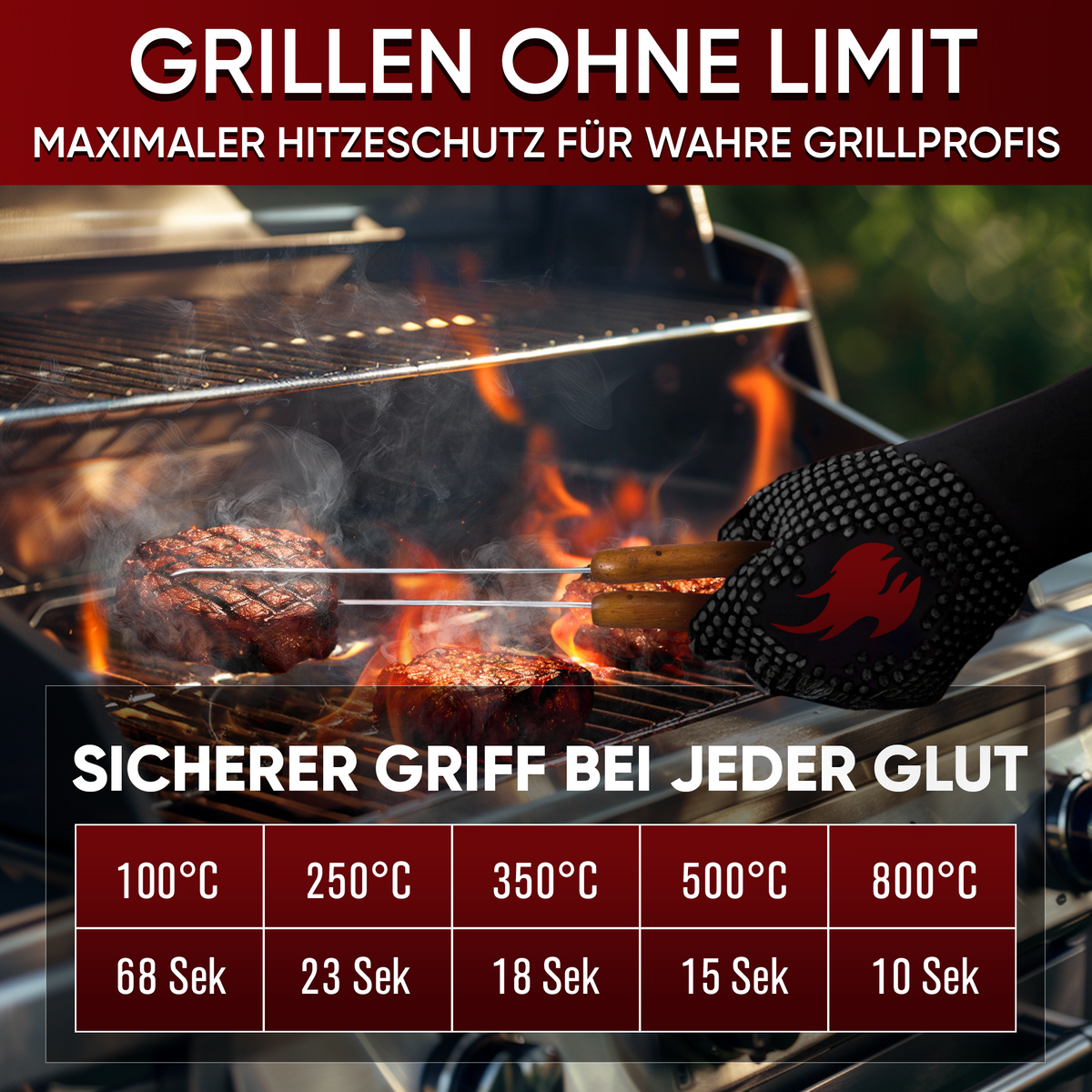 Grillhandschuhe hitzebeständig bis 800°C