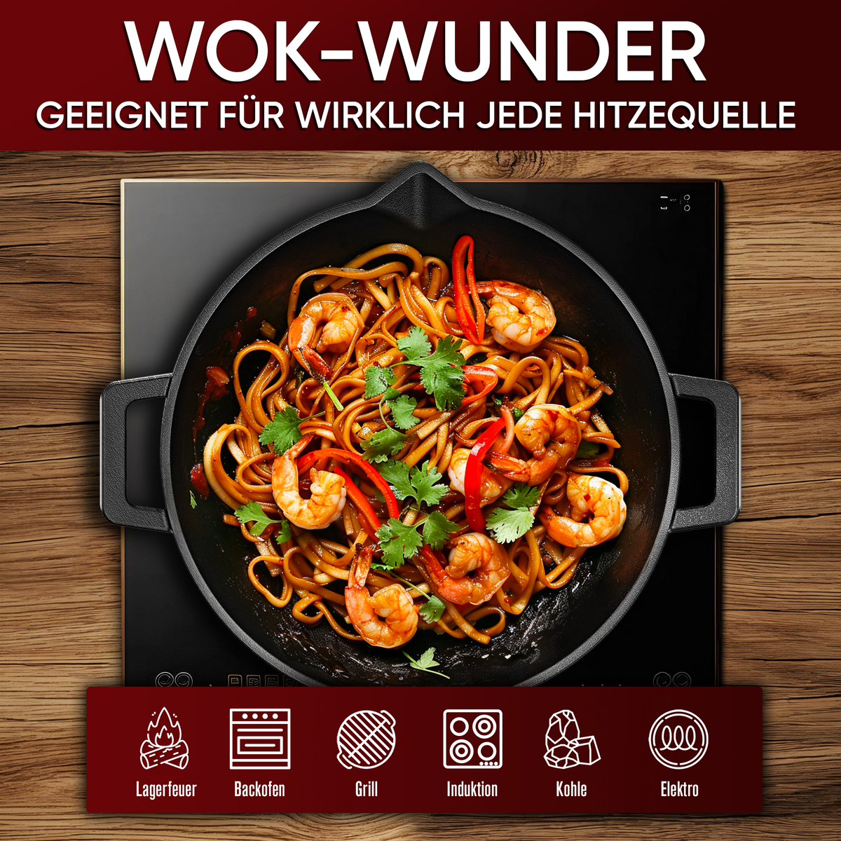 Gusskönig Gusseisen Wok Pfanne 35 cm