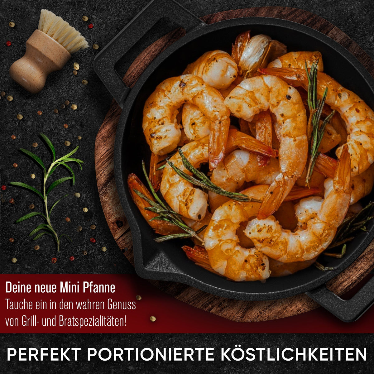 GUSSKÖNIG Gusseisen Grillpfännchen für Grill  - 2x kleine Pfanne