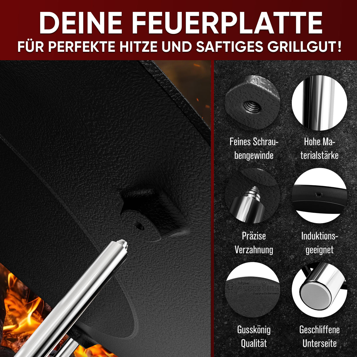 Gusseisen Grillplatte (Ø 42 cm)