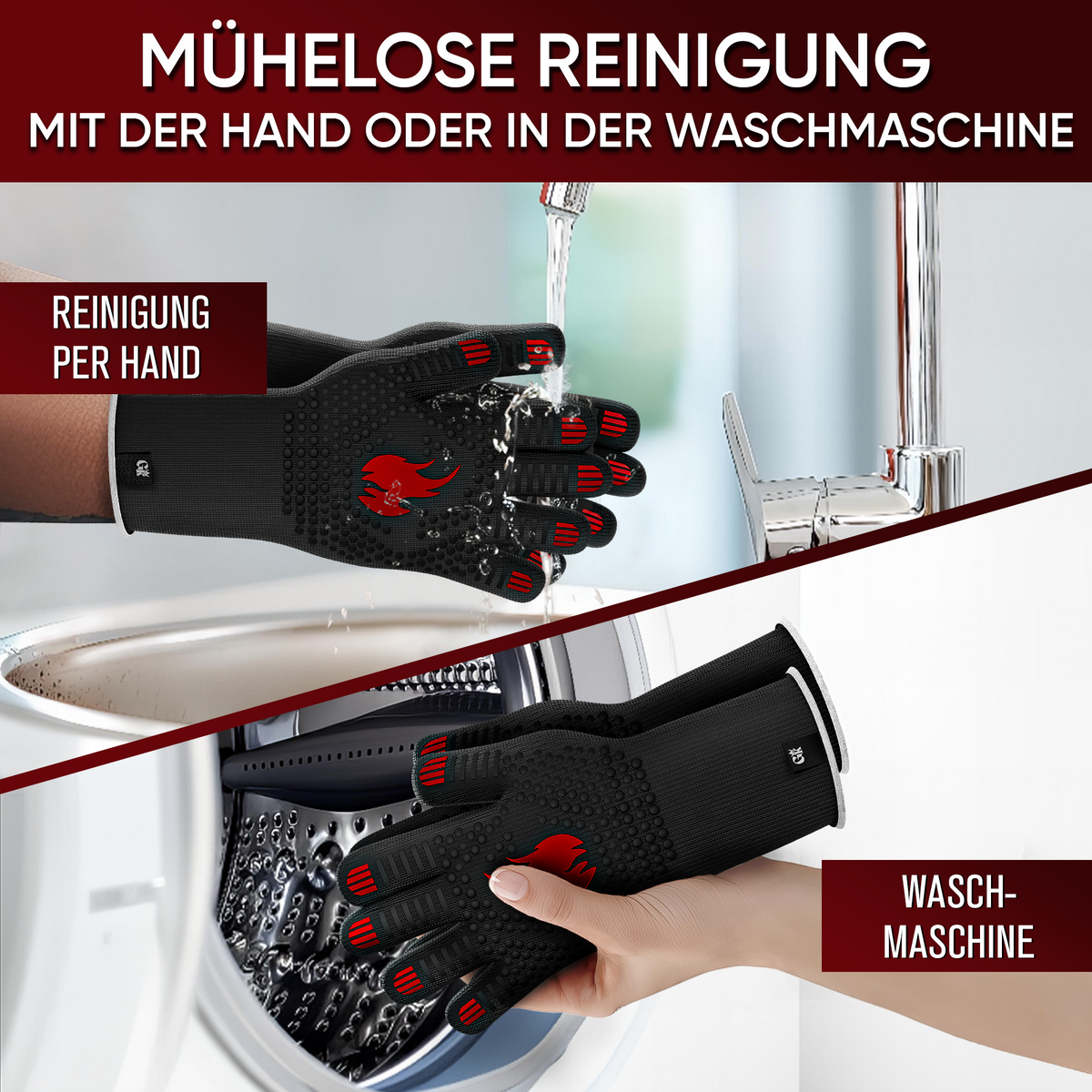Grillhandschuhe hitzebeständig bis 800°C