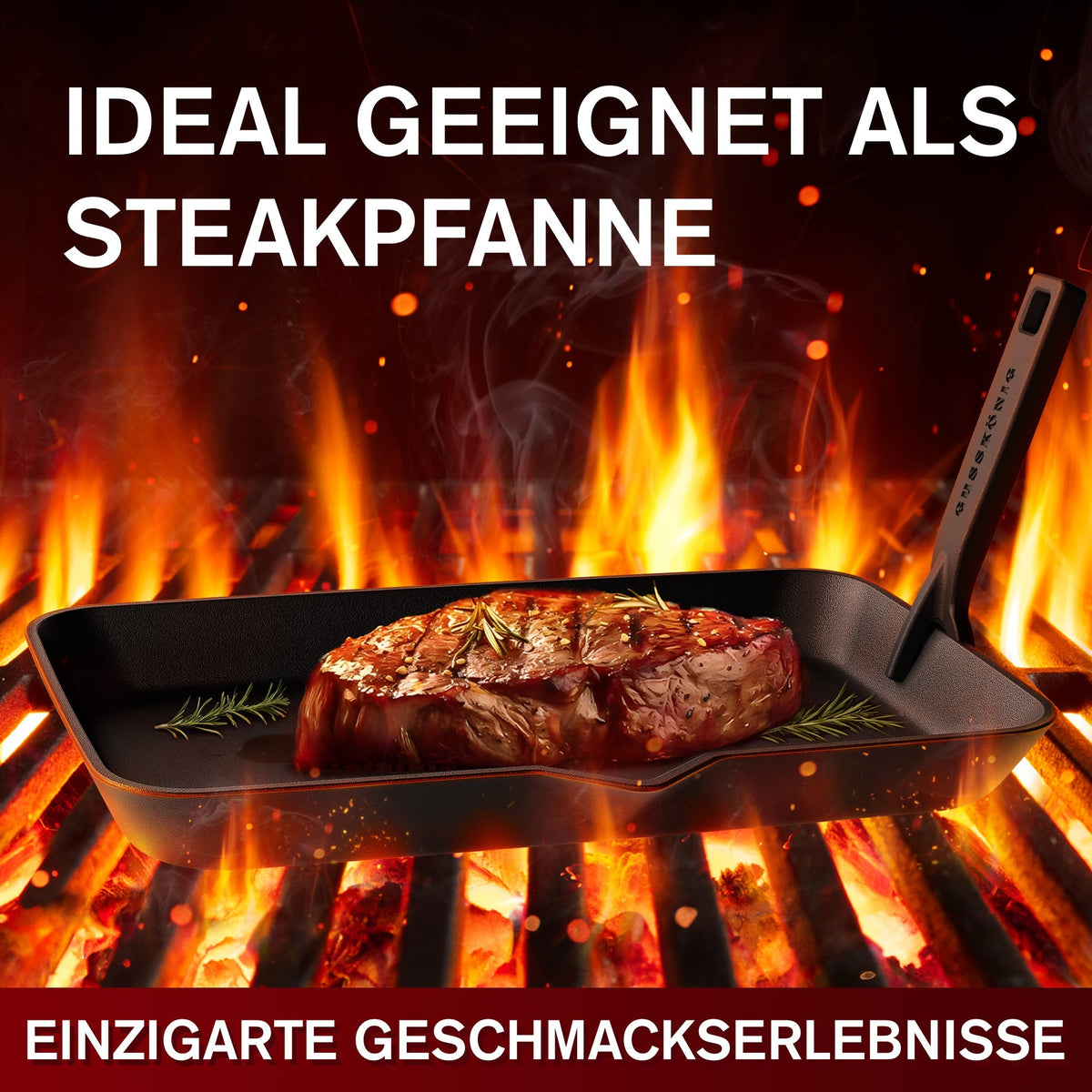 Gusseisen-Fajita-Pfanne mit Servierbrett – Grillpfanne mit abnehmbarem Griff