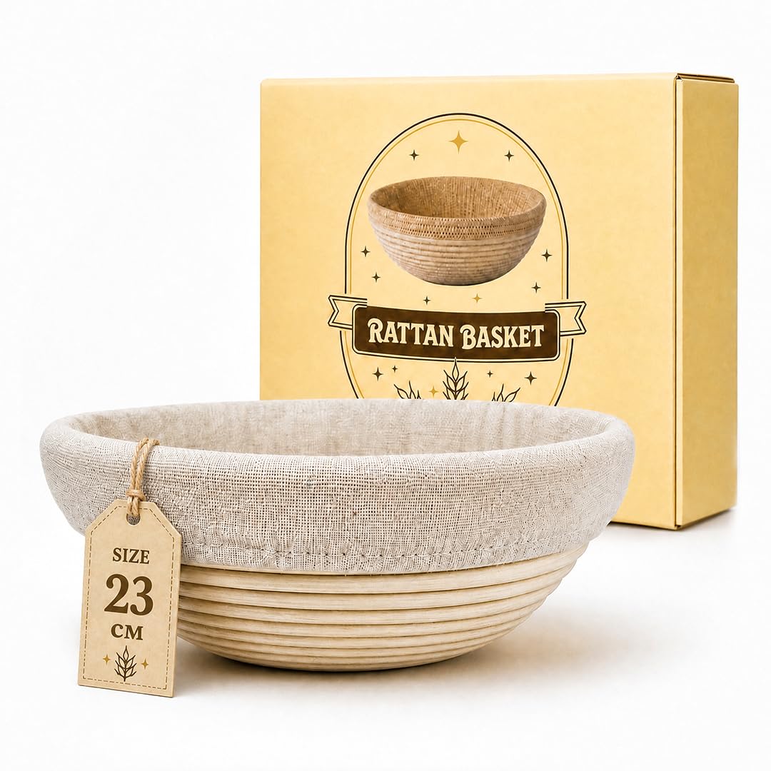 GUSSKÖNIG Gärkörbchen Rund 21 cm aus Rattan – Brot Gärkorb für Sauerteig, atmungsaktiv & natürlich, ideale Luftzirkulation für gleichmäßige Teiggare, perfekt für Anfänger & Brotbacken (21cm)