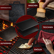 Rechteckige Gusseisen Grillplatte  (33 cm)