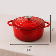 Brottopf 24 cm – Gusseisen Topf Brot Backen als Dutch Oven – Emaille Brotbacktopf & Brotbackform – Bratentopf/Schmortopf mit Deckel für Induktion – Gadgets für Bäcker - 30 Jahre Garantie