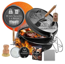 GUSSKÖNIG Premium 2in1 Dutch Oven 12L Set-Feuertopf Gusseisen mit Füßen