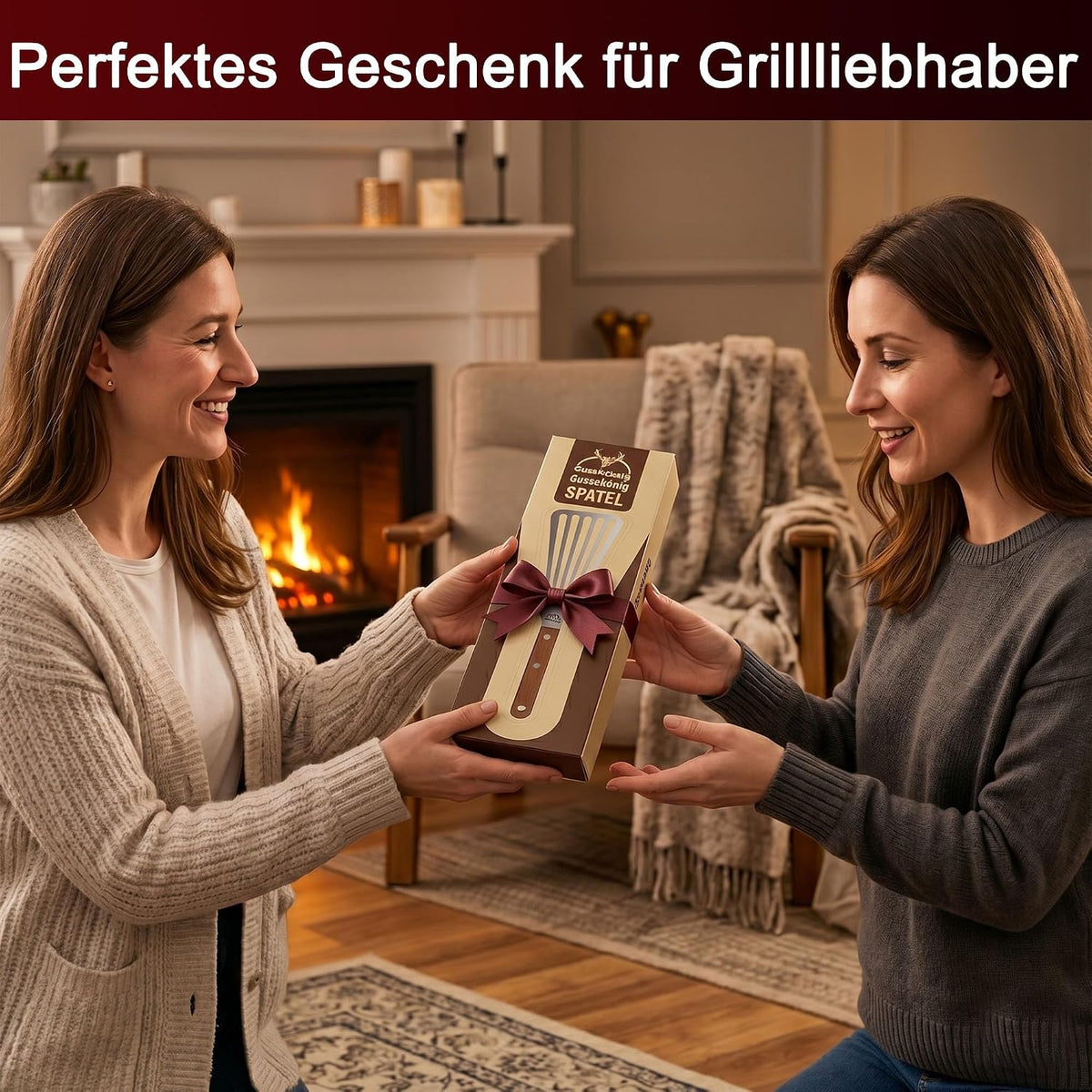 GUSSKÖNIG Pfannenwender Edelstahl 420 mit Buchenholzgriff – ergonomisch, genietet, flexibel & geschlitzt – Küchenhelfer Metall zum Wenden & Abtropfen von Fett – hochwertiger Pfannenheber Küchenfreund