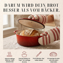 Brottopf 24 cm – Gusseisen Topf Brot Backen als Dutch Oven – Emaille Brotbacktopf & Brotbackform – Bratentopf/Schmortopf mit Deckel für Induktion – Gadgets für Bäcker - 30 Jahre Garantie