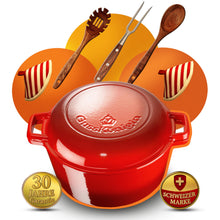 Bräter Gusseisen 34cm (XL)– Gusseisen-Topf & Schmortopf mit Deckel/Cocotte– Bräter & Schmortöpfe, Bräter mit Deckel backofengeeignet für Induktion & Ofen– inkl. Zubehör -30 jahr garantie