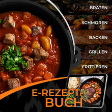 Dutch Oven Set 12L - Eingebrannter Dutch Oven 12 Liter - Feuertopf Gusseiserner Topf mit Füßen & mit praktischem Deckelheber [für 10-16 Personen]