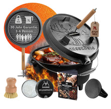 GUSSKÖNIG Premium 2in1 Dutch Oven 12L Set-Feuertopf Gusseisen mit Füßen