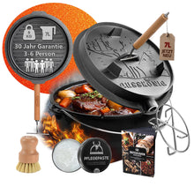 GUSSKÖNIG Premium 2in1 Dutch Oven 12L Set-Feuertopf Gusseisen mit Füßen