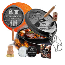 GUSSKÖNIG Premium 2in1 Dutch Oven 12L Set-Feuertopf Gusseisen mit Füßen