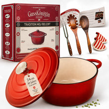Bräter Gusseisen 34cm (XL)– Gusseisen-Topf & Schmortopf mit Deckel/Cocotte– Bräter & Schmortöpfe, Bräter mit Deckel backofengeeignet für Induktion & Ofen– inkl. Zubehör -30 jahr garantie