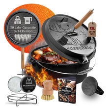 GUSSKÖNIG Premium 2in1 Dutch Oven 12L Set-Feuertopf Gusseisen mit Füßen