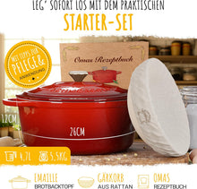 Brotbackform 26cm inkl. Gärkorb - Gusseisen Topf zum Brot Backen - emaille Topf, Schmortopf Gusseisen, Brottopf, Brot Backen Zubehör