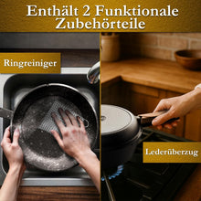 GUSSKÖNIG Gusseisen Topf Brot Backen mit Gärkörbchen – eingebrannte Brotbackform mit Deckel: 3L Topf & 1,5L Pfanne – Brottopf zum Backen–Brotbacktopf Set mit Rezeptbuch & Pflegepaste–30 Jahre Garantie