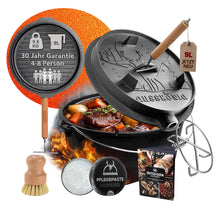 GUSSKÖNIG Premium 2in1 Dutch Oven 12L Set-Feuertopf Gusseisen mit Füßen