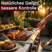 GUSSKÖNIG Pfannenwender Edelstahl 420 mit Buchenholzgriff – ergonomisch, genietet, flexibel & geschlitzt – Küchenhelfer Metall zum Wenden & Abtropfen von Fett – hochwertiger Pfannenheber Küchenfreund