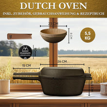 GUSSKÖNIG Gusseisen Topf Brot Backen mit Gärkörbchen – eingebrannte Brotbackform mit Deckel: 3L Topf & 1,5L Pfanne – Brottopf zum Backen–Brotbacktopf Set mit Rezeptbuch & Pflegepaste–30 Jahre Garantie