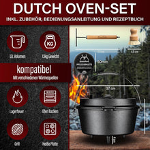 GUSSKÖNIG Premium 2in1 Dutch Oven 12L Set-Feuertopf Gusseisen mit Füßen