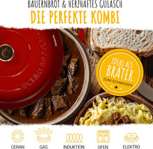 Brotbackform 26cm inkl. Gärkorb - Gusseisen Topf zum Brot Backen - emaille Topf, Schmortopf Gusseisen, Brottopf, Brot Backen Zubehör
