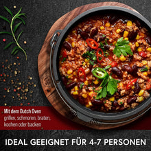 Rustikaler Dutch Oven mit Deckelheber und Untersetzer [5L, 7L, 9L, 12L]