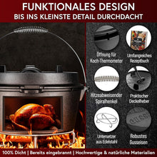 Rustikaler Dutch Oven mit Deckelheber und Untersetzer [5L, 7L, 9L, 12L]