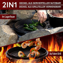 Rustikaler Dutch Oven mit Deckelheber und Untersetzer [5L, 7L, 9L, 12L]