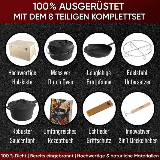 Gusseisen Topf-Set – Ideal zum Braten, Grillen & Schmoren