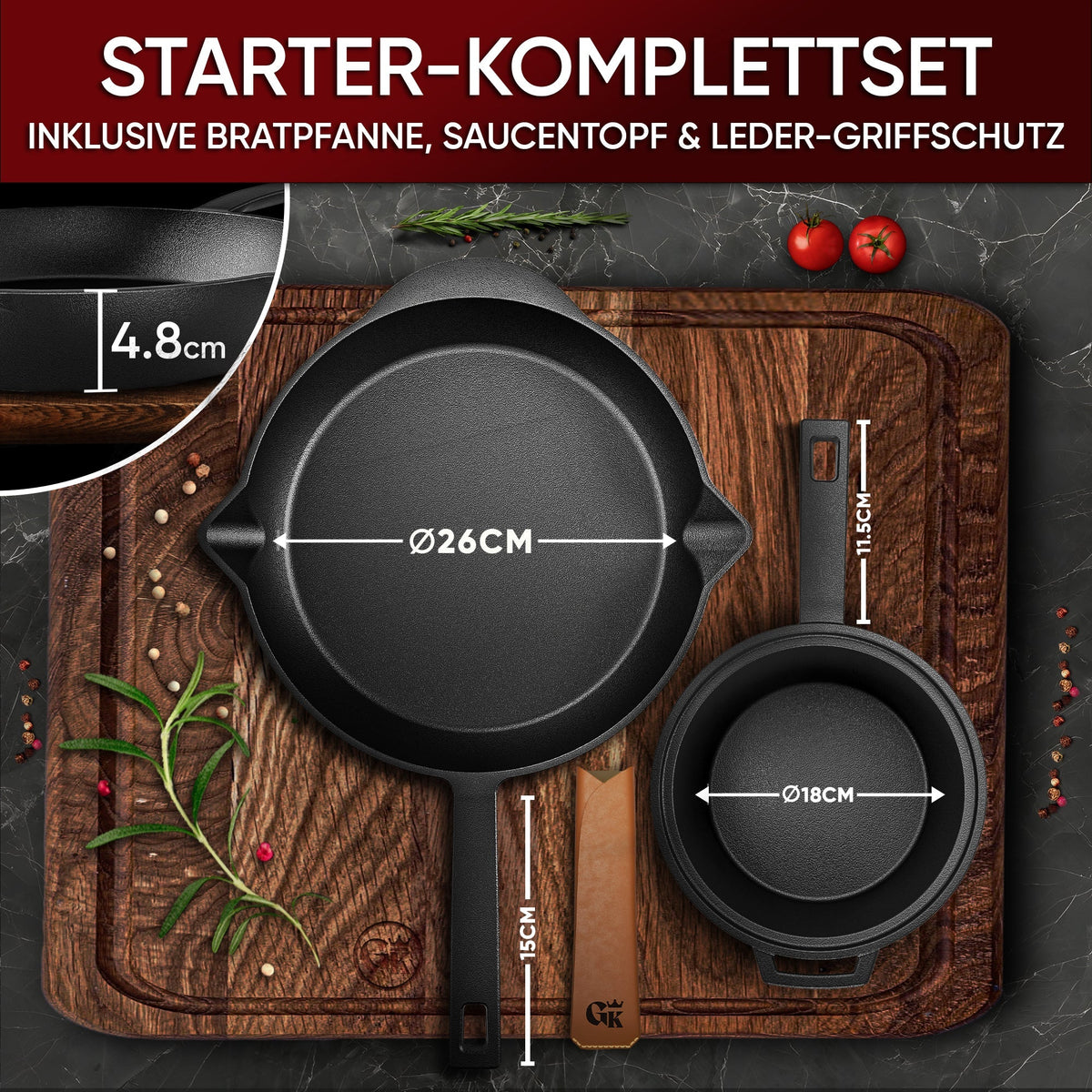 Gusseisen Topf-Set – Ideal zum Braten, Grillen & Schmoren