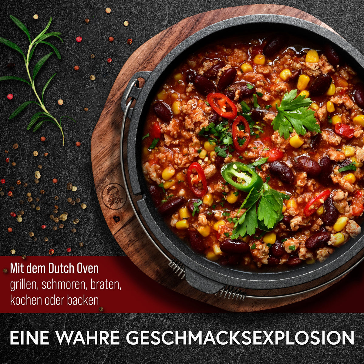 Gusseisen Topf-Set – Ideal zum Braten, Grillen & Schmoren
