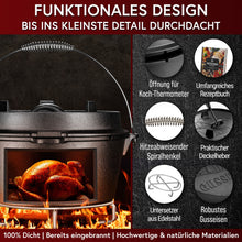 Rustikaler Dutch Oven mit Deckelheber und Untersetzer [5L, 7L, 9L, 12L]
