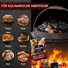 Rustikaler Dutch Oven mit Deckelheber und Untersetzer [5L, 7L, 9L, 12L]