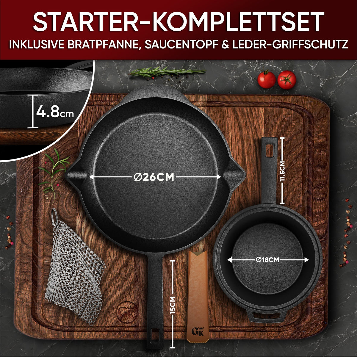 Gusseisen Topf-Set – Ideal zum Braten, Grillen & Schmoren