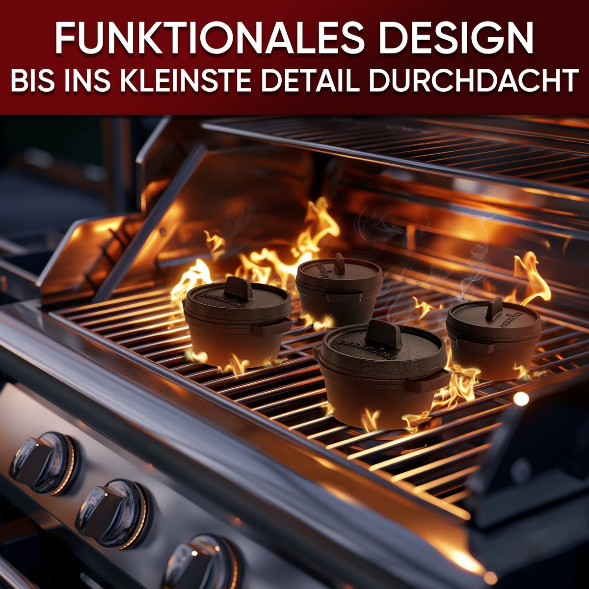 Dutch Oven Set Mini- 6x 300ml & 4x 300ml Gusseisen Mini Topf mit Deckel