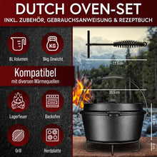 Rustikaler Dutch Oven mit Deckelheber und Standfüßen [4L, 6L, 8L, 11L]
