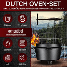 Rustikaler Dutch Oven mit Deckelheber und Standfüßen [4L, 6L, 8L, 11L]