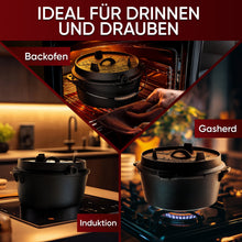 Gusskönig Gusseisen Brotbackform mit Deckel 26 cm - Brotbacktopf inkl. Rezeptbuch [4.5L, 9L, 12L]