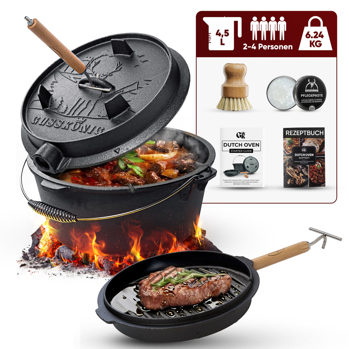 Dutch Oven Set – inkl. 2in1 Deckelheber